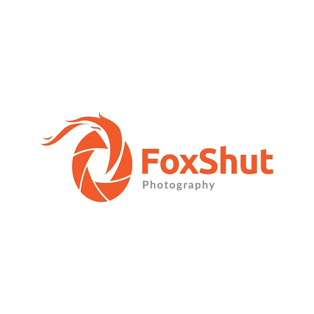 Fox tail with shutter camera logo symbol icon vector graphic design illustration idea creative