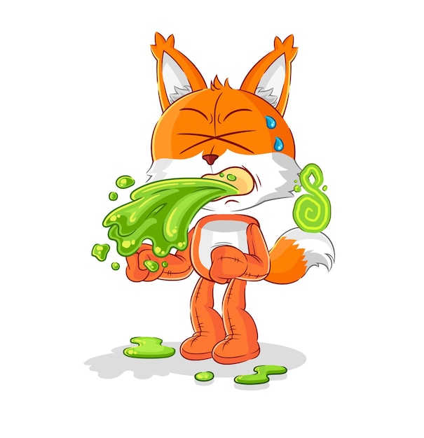 Fox throw up cartoon cartoon mascot vector