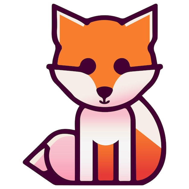 Fox vector illustration Flat Cartoon Style logo cute Fox icon Animal Nature Icon Isolated