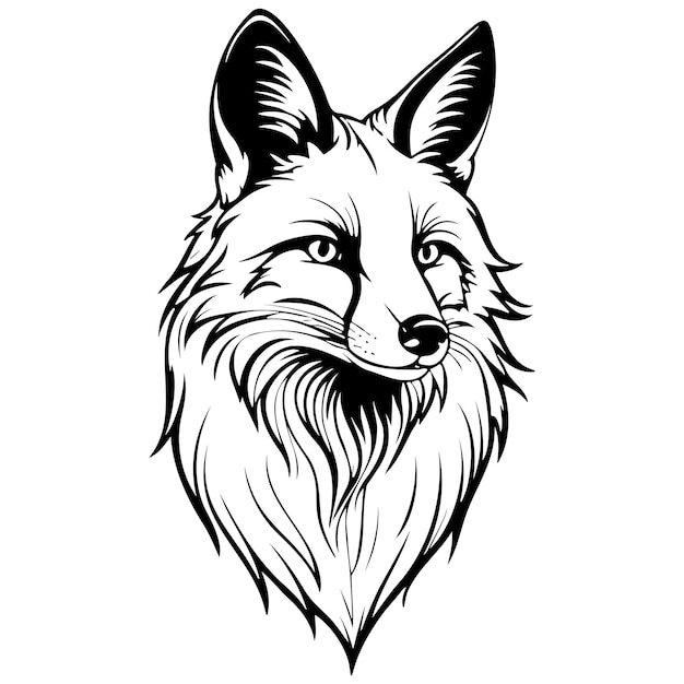 fox vintage hand drawn line illustration transparent background