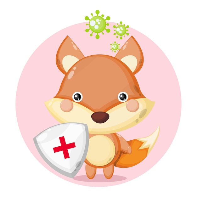 Fox virus protection cute character logo