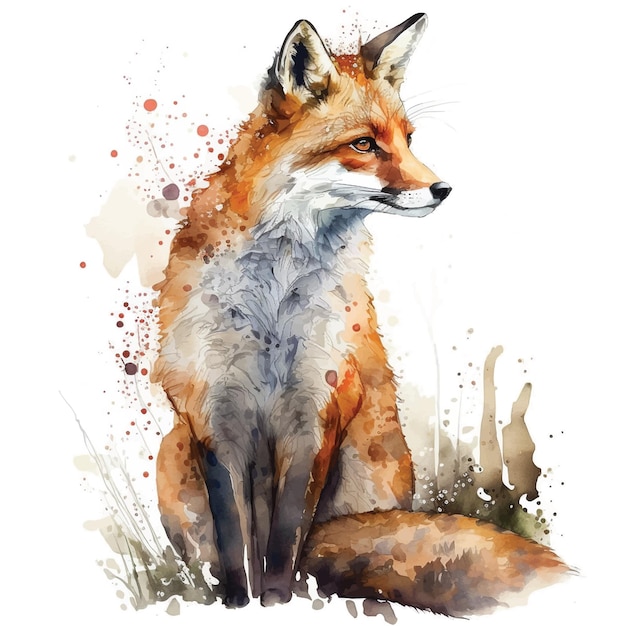 Fox watercolor paint