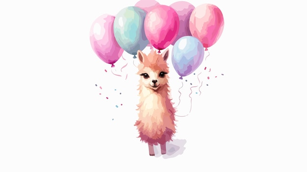 Vector a fox with balloons in the sky