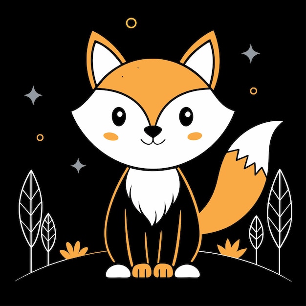 a fox with a black background