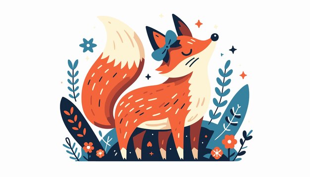 a fox with a bow tie is in front of a blue background