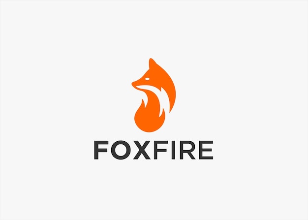 fox with fire logo design vector silhouette illustration