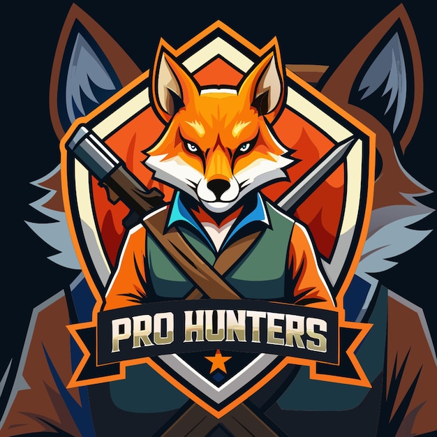 Vector a fox with a fox on his chest and the words pro pro pros