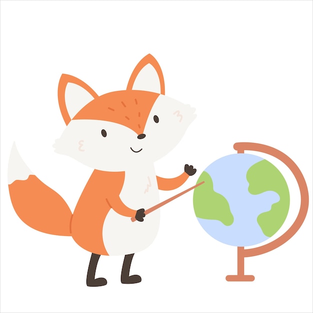 Fox with globe and pointer