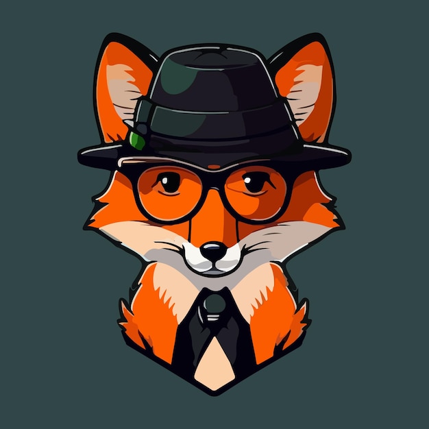 Fox with a hat and glasses