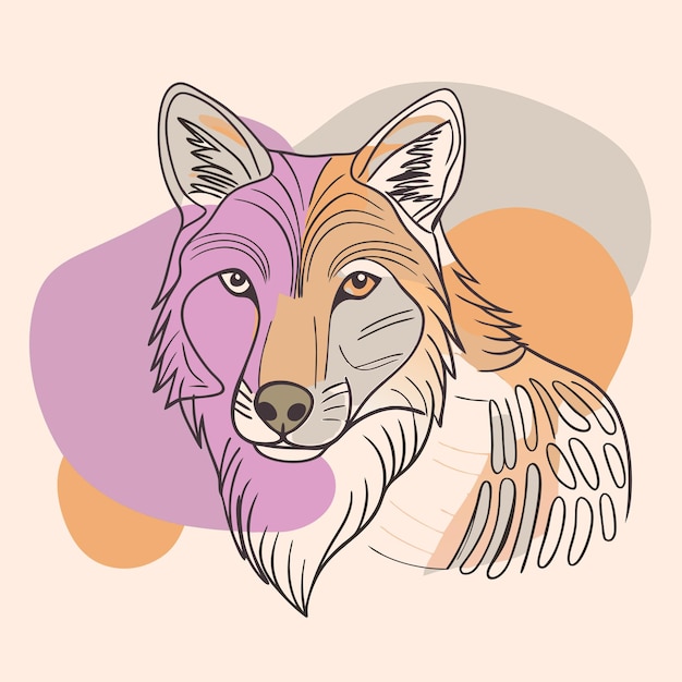 Vector a fox with a purple head and a purple and orange pattern