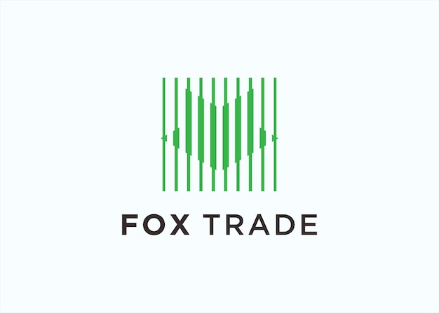 fox with trading logo design vector silhouette illustration