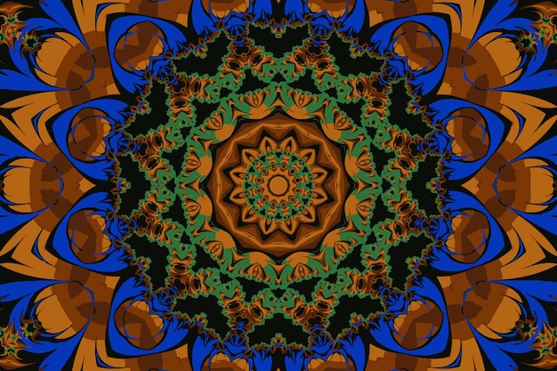 Vector fractal abstract mandala with a circular ornament in the form of spirals and a beautiful abstract fl