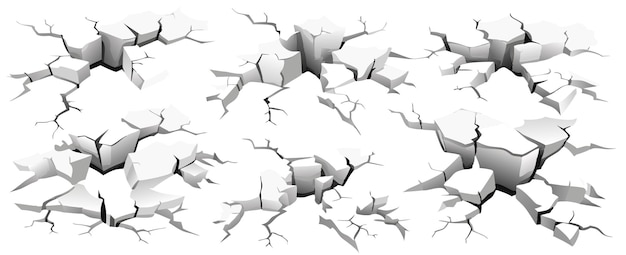 Fractured Earth 3D Cracks and Breaks crash ground effect racy vector elements