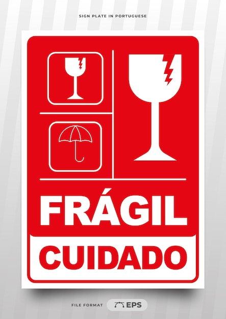 Fragile care printing plate in Brazilian Portuguese