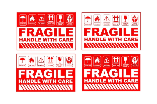 Fragile Label tag symbol packaging sticker vector design