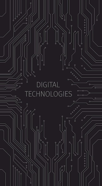 Vector fragment of printed circuit board of digital technologies vector illustration sketch