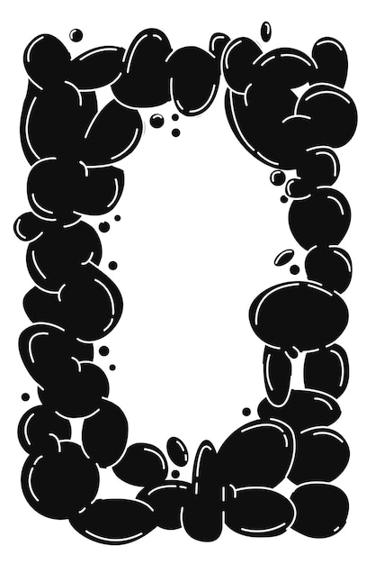 Frame of abstract dark bubble shapes Whimsical balloons organic elements