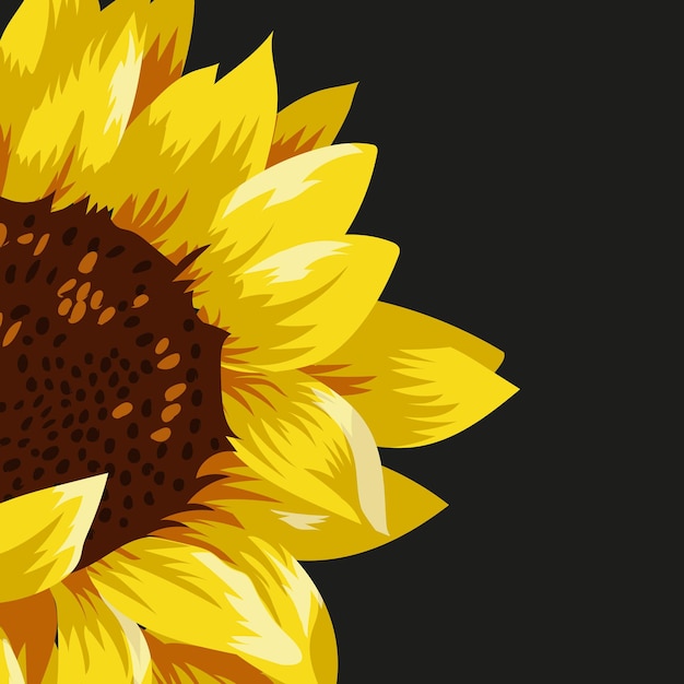 frame for advertising or postcards for various holidays consisting of a half of a yellow sunflower