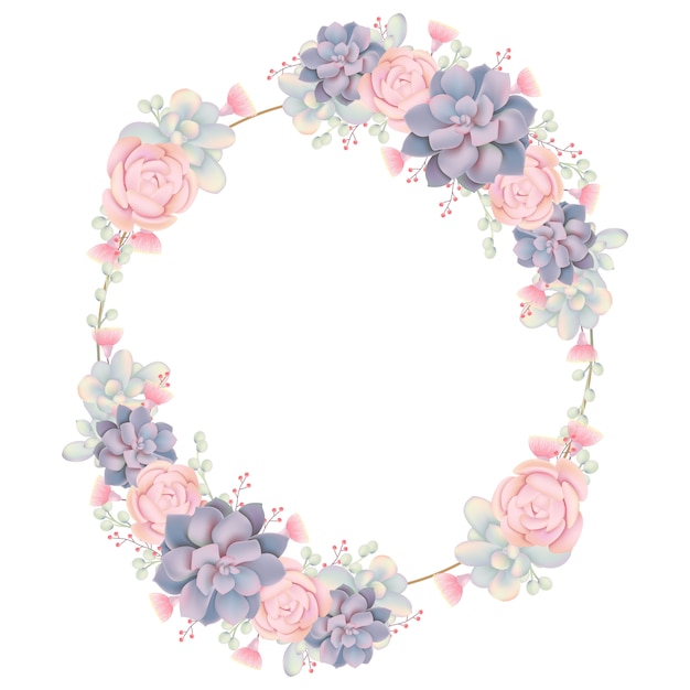 frame background floral with succulents