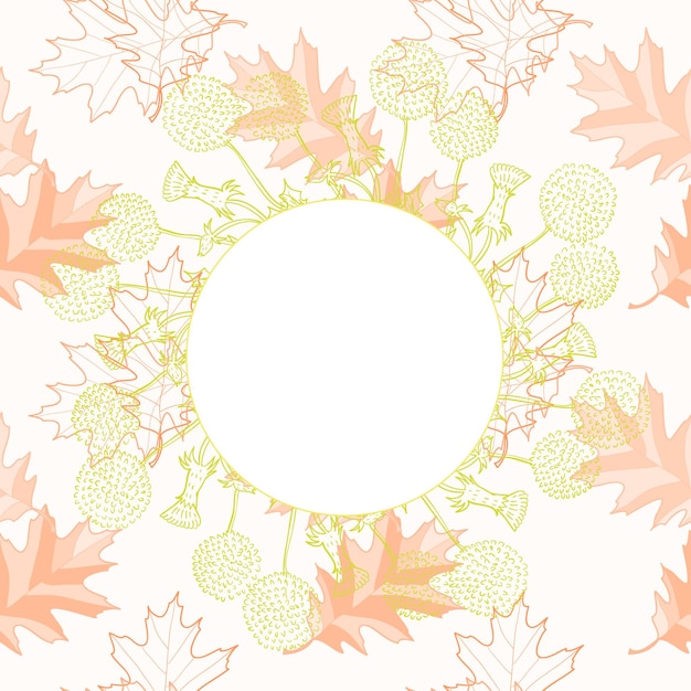 Frame or border. Decorative design element. Colorful leaves and copy space.