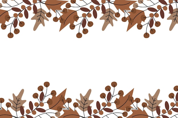 Frame border from autumn plants in trendy mute dark brown shades Copyspace Template for lettering