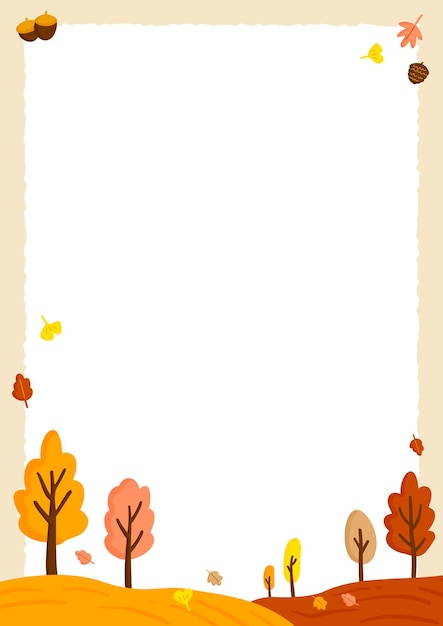 Frame design illustration with autumn scenery.