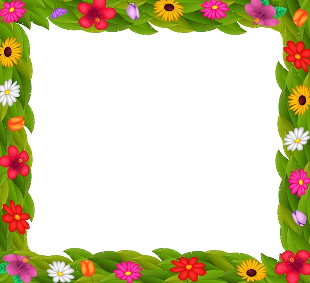 Frame design with colorful flowers