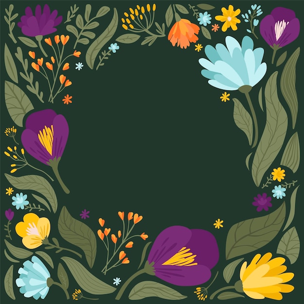 Frame from flowers and leaves Modern vector illustration