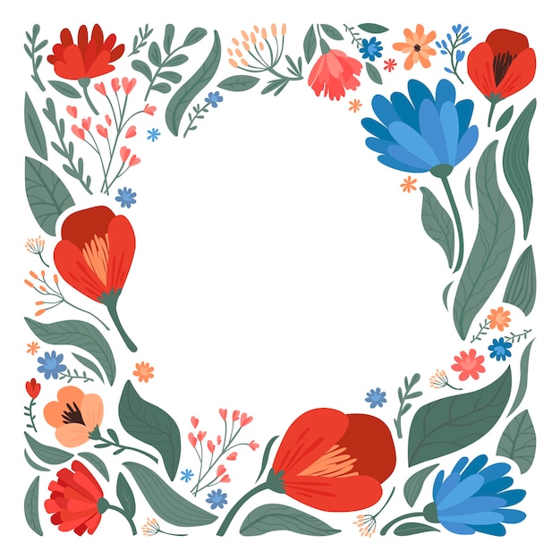 Frame from flowers and leaves Modern vector illustration