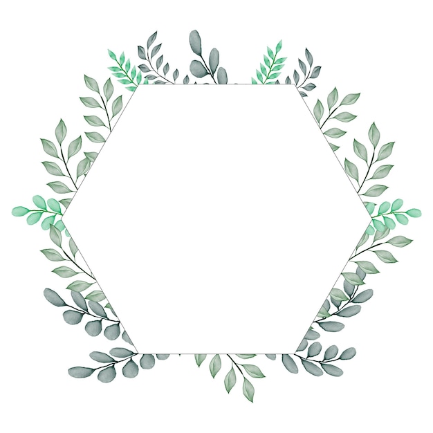 A frame of green leaves with a place for text