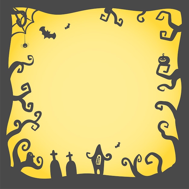 A frame illustration decorated with Halloween silhouettes.