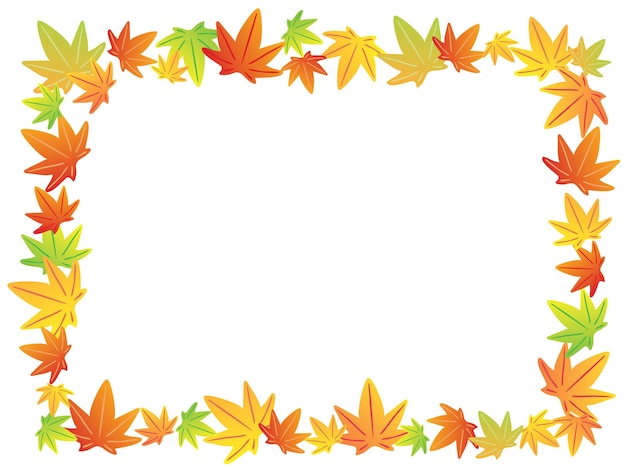 Frame illustration of the maple which turned red in autumn