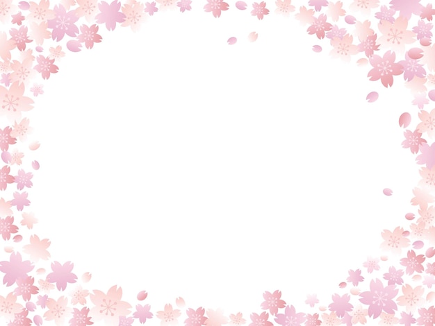 Frame illustration of the pink cherry blossoms