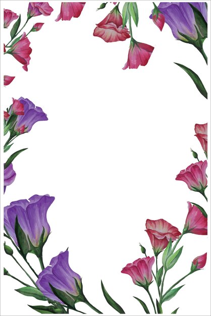 Frame of lisianthus flowers eustoma floral wallpaper for wedding venetting vector illustrationai