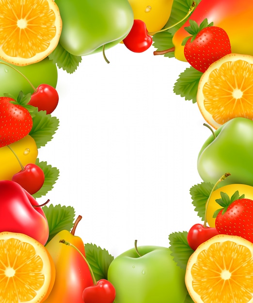 Frame made of fresh, juicy fruit. .