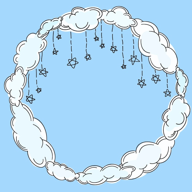 Frame of outline clouds in lineart style Simple vector illustration