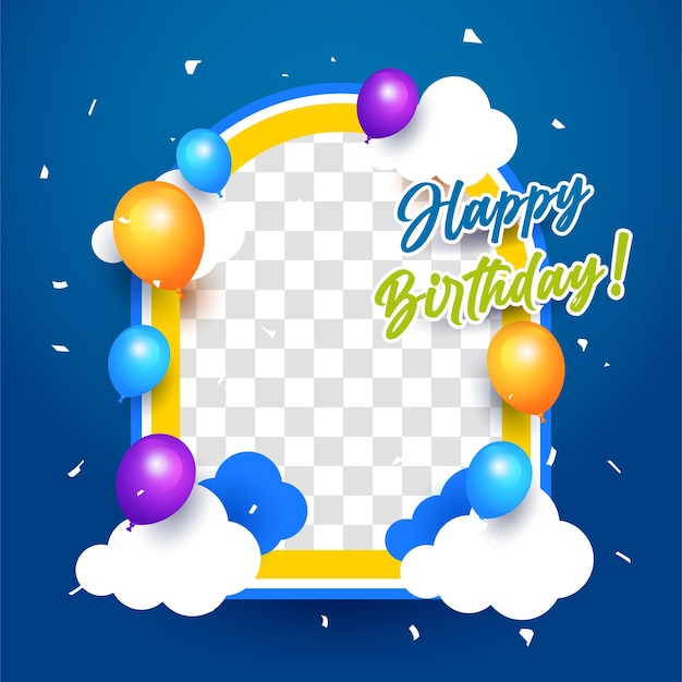 Frame photo happy birthday design background