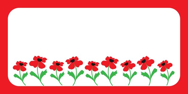 Frame red doodle poppies stylized