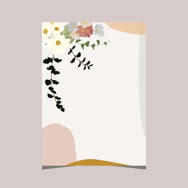 frame template card design with flower and minimalist abstract shape