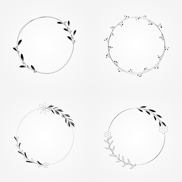 Frame vector botanical wreath set illustration