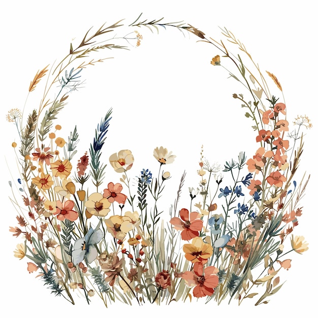 frame watercolor wildflowers