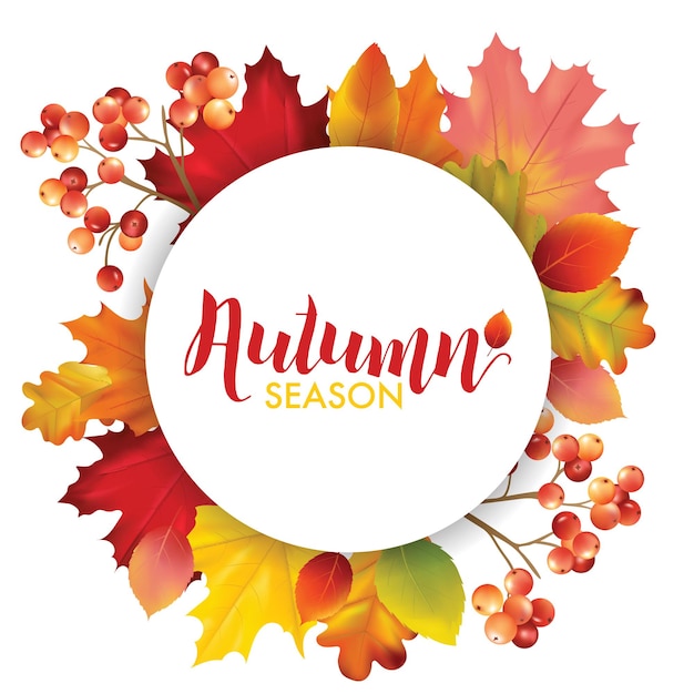 Frame with Colorful Autumn Leaves in with place for Text