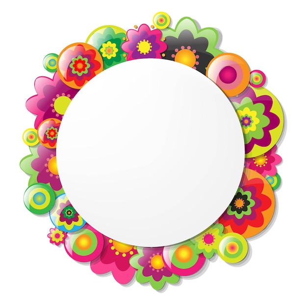 Vector frame with colorfull flowers