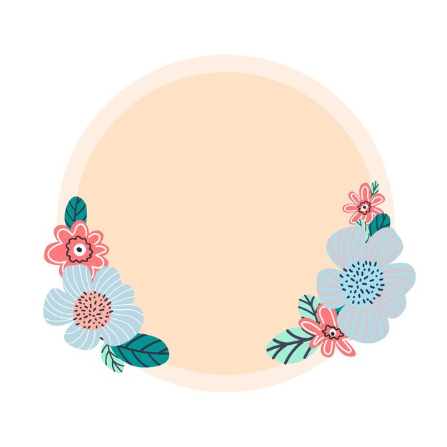 Vector a frame with flowers and a circle with a frame that says " spring ".