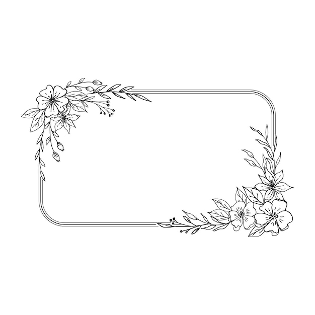 A frame with flowers and leaves.