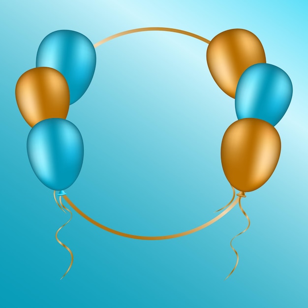 Frame with gold and blue balloons