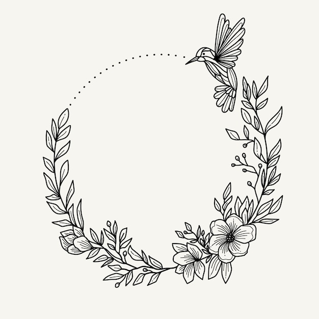 Vector frame with hummingbirds and flowers