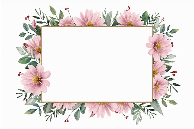 Vector a framed picture of flowers with a white frame that says quot spring quot