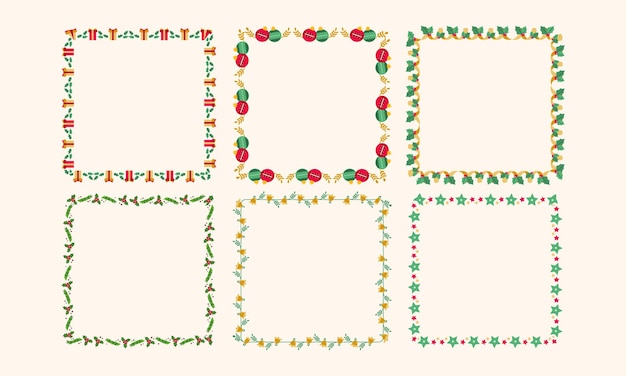 Vector frames collection for christmas season celebration christmas wreath concept