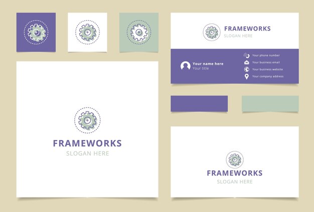 Frameworks logo design with editable slogan Business card and branding book template